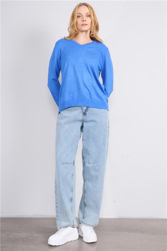 Çetinkaya Miyamira V Yaka Triko Koyu Mavi