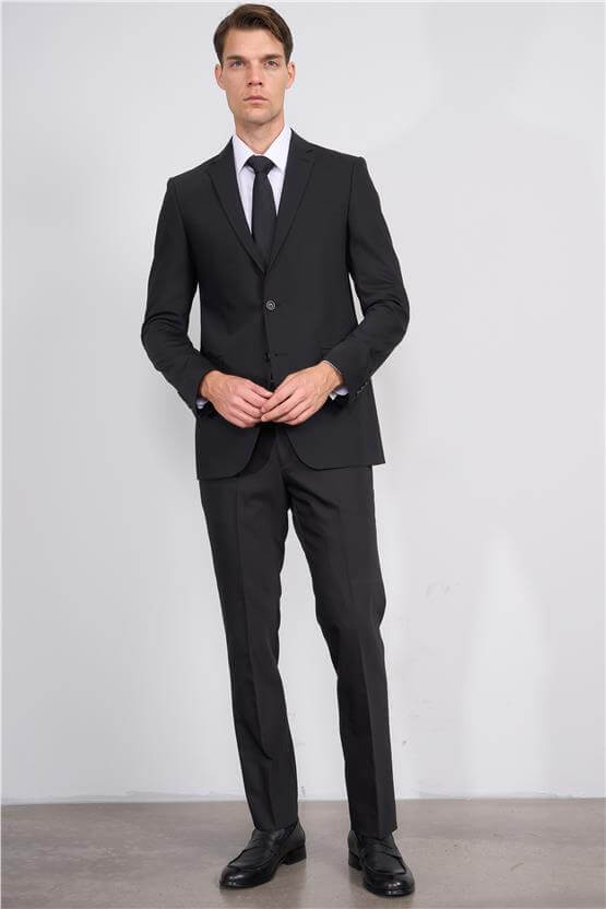Çetinkaya Slim Fit 6 Drop Altınyıldız Erkek Siyah Takım Elbise