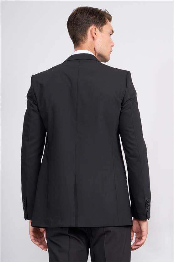 Çetinkaya Slim Fit 6 Drop Altınyıldız Erkek Siyah Takım Elbise