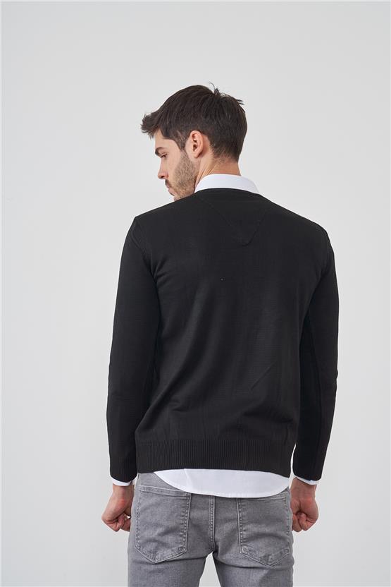 Çetinkaya V Yaka Siyah Triko