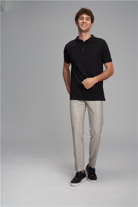 Chester Polo 2742-L Erkek Polo Yaka Pike T-Shirt Siyah %100 Pamuk