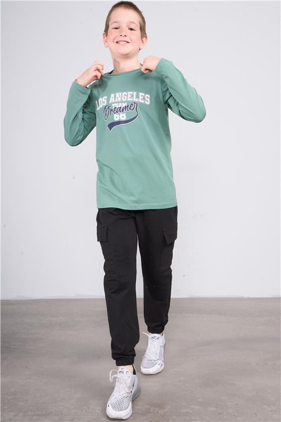 Chester Polo 32581 Erkek Çocuk Bisiklet Yaka Baskılı Süprem Body 4-12 Yaş Eski Yeşil