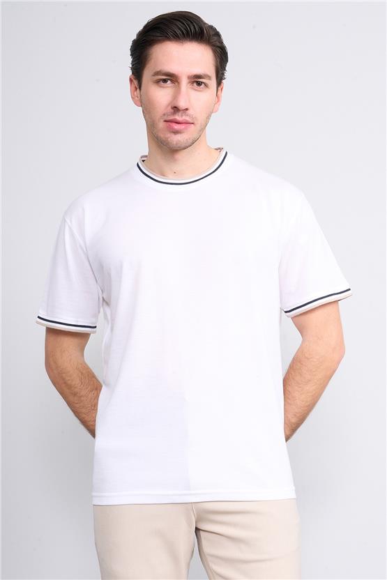 Chester Polo 3792 Erkek Bisiklet Yaka 30/1 Pike T-shirt Optik Beyaz