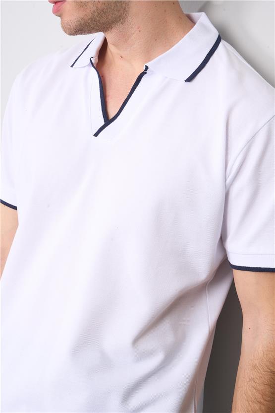 Chester Polo 3794 Erkek Apaş Yaka Penye Pike T-shirt Beyaz