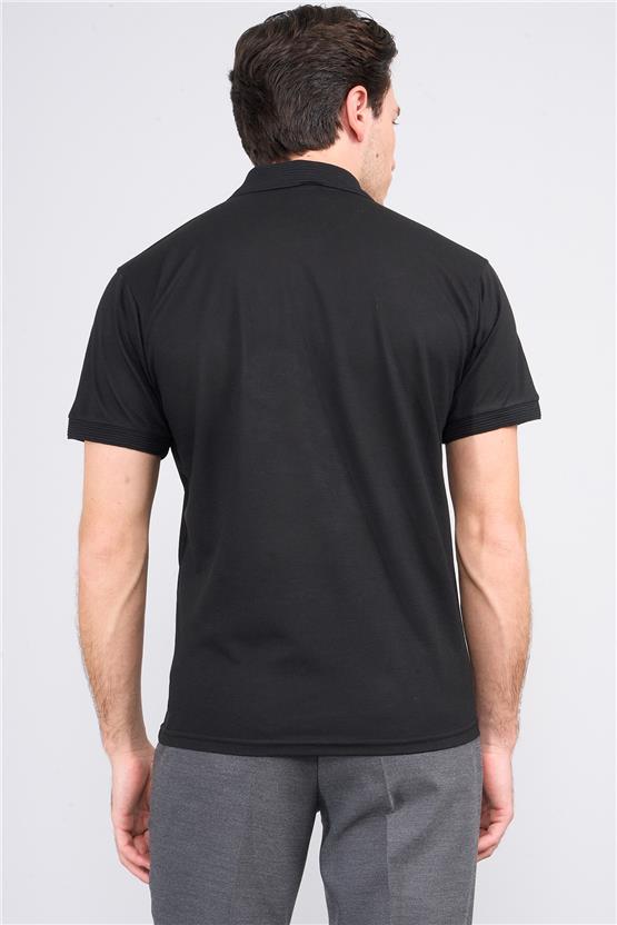 Chester Polo 3797 Erkek Polo Yaka 30/1 Pike T-shirt Siyah