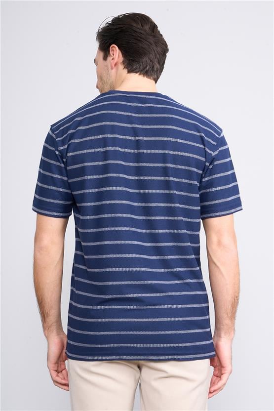 Chester Polo 3871 Erkek Bisiklet Yaka 30/1 Jakarlı T-shirt Lacivert