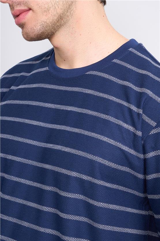 Chester Polo 3871 Erkek Bisiklet Yaka 30/1 Jakarlı T-shirt Lacivert