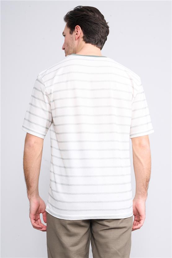 Chester Polo 3871 Erkek Bisiklet Yaka 30/1 Jakarlı T-shirt Krem