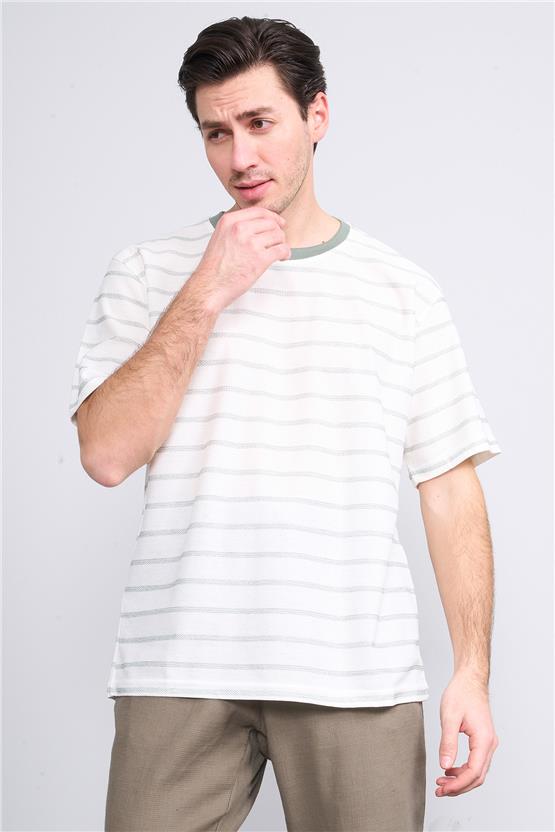 Chester Polo 3871 Erkek Bisiklet Yaka 30/1 Jakarlı T-shirt Krem