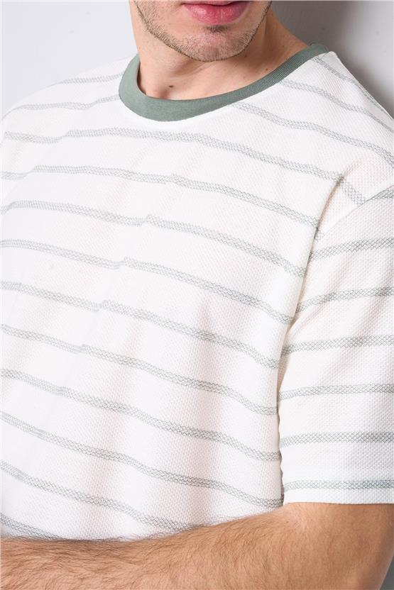 Chester Polo 3871 Erkek Bisiklet Yaka 30/1 Jakarlı T-shirt Krem