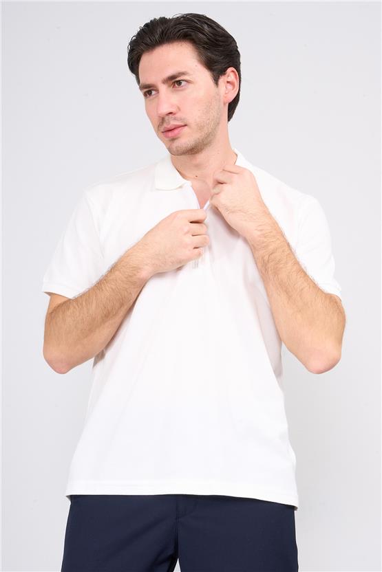 Chester Polo 3872 Erkek Polo Yaka 30/1 Penye Pike T-shirt Krem