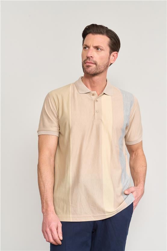 Chester Polo 3897 Erkek Polo Yaka 30/1 Ringelli Pike T-shirt Bej