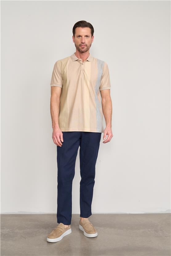 Chester Polo 3897 Erkek Polo Yaka 30/1 Ringelli Pike T-shirt Bej