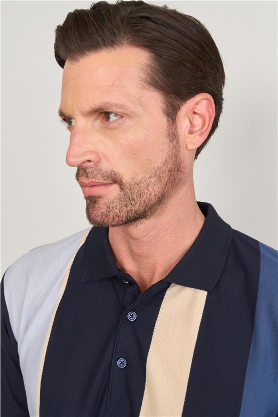 Chester Polo 3897 Erkek Polo Yaka 30/1 Ringelli Pike T-shirt Koyu Lacivert