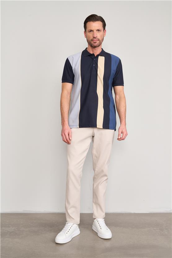 Chester Polo 3897 Erkek Polo Yaka 30/1 Ringelli Pike T-shirt Koyu Lacivert