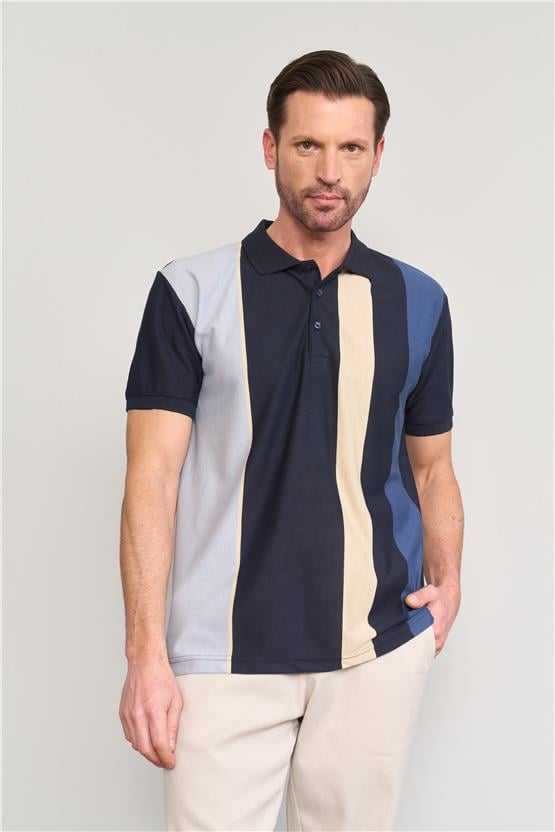 Chester Polo 3897 Erkek Polo Yaka 30/1 Ringelli Pike T-shirt Koyu Lacivert