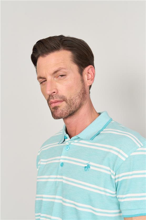 Chester Polo 3941 Erkek Polo Yaka Ringelli 1-1 Pike T-shirt Mint-Beyaz