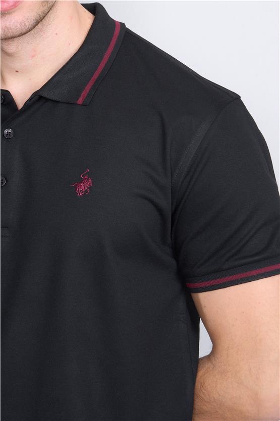 Chester Polo 3953 Erkek Polo Yaka 30/1 Pike T-shirt Siyah