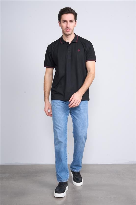 Chester Polo 3953 Erkek Polo Yaka 30/1 Pike T-shirt Siyah