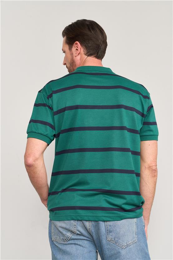 Chester Polo 3954 Erkek Polo Yaka Ringel Raporlu T-shirt Koyu Yeşil