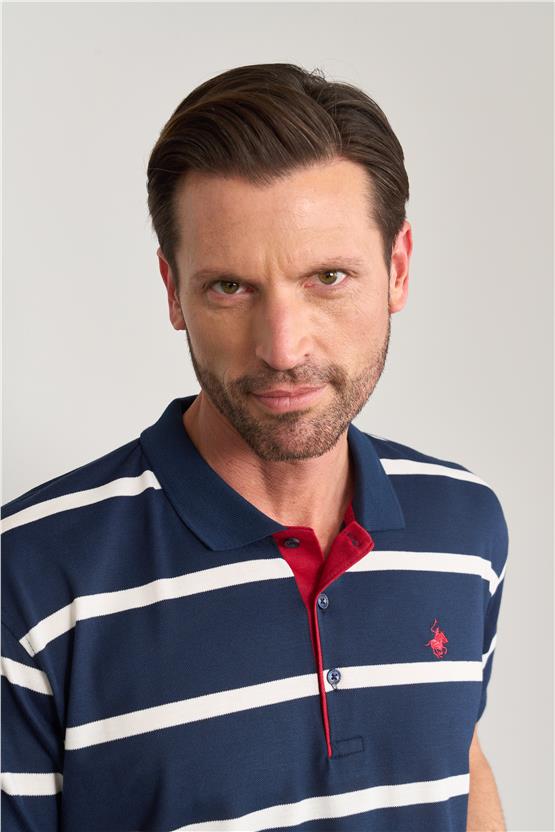 Chester Polo 3954 Erkek Polo Yaka Ringel Raporlu T-shirt Lacivert