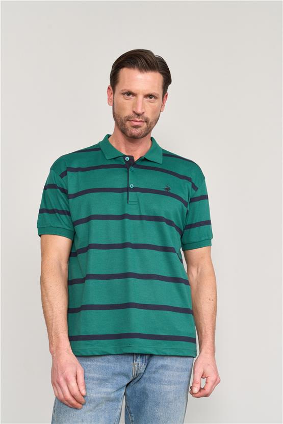 Chester Polo 3954 Erkek Polo Yaka Ringel Raporlu T-shirt Koyu Yeşil