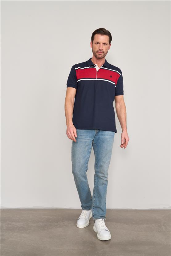 Chester Polo 4110 Erkek Polo Yaka 30/1 Ringelli Pike T-shirt Lacivert