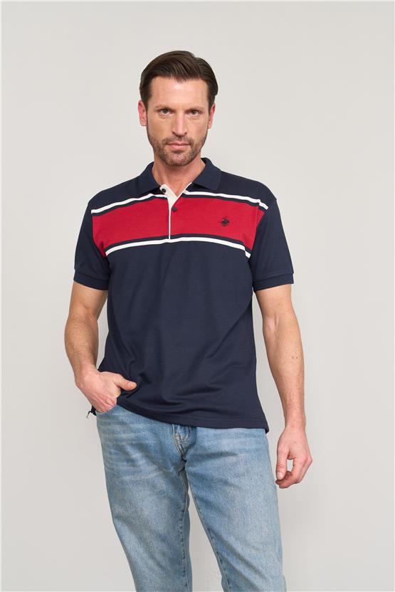 Chester Polo 4110 Erkek Polo Yaka 30/1 Ringelli Pike T-shirt Lacivert