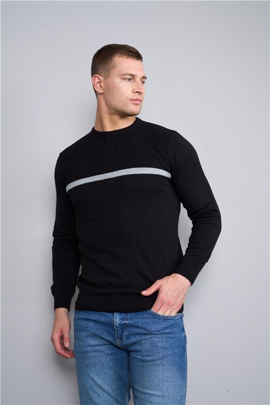 Chester Polo 5088 Erkek Bisiklet Yaka Triko Kazak Siyah