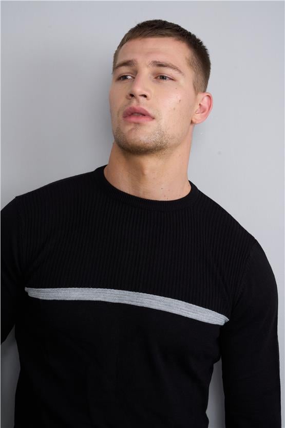 Chester Polo 5088 Erkek Bisiklet Yaka Triko Kazak Siyah