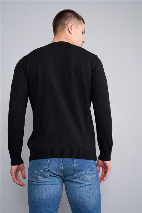 Chester Polo 5088 Erkek Bisiklet Yaka Triko Kazak Siyah