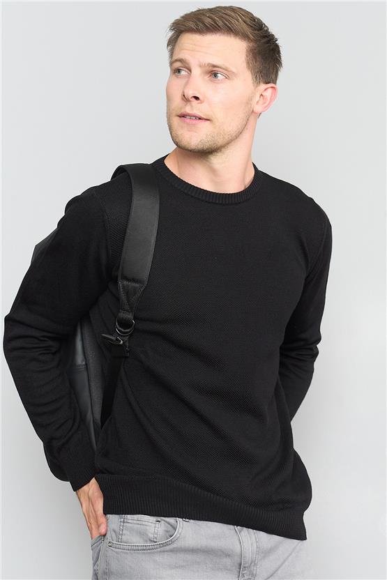 Chester Polo 5125 Erkek Bisiklet Yaka Triko Kazak Siyah