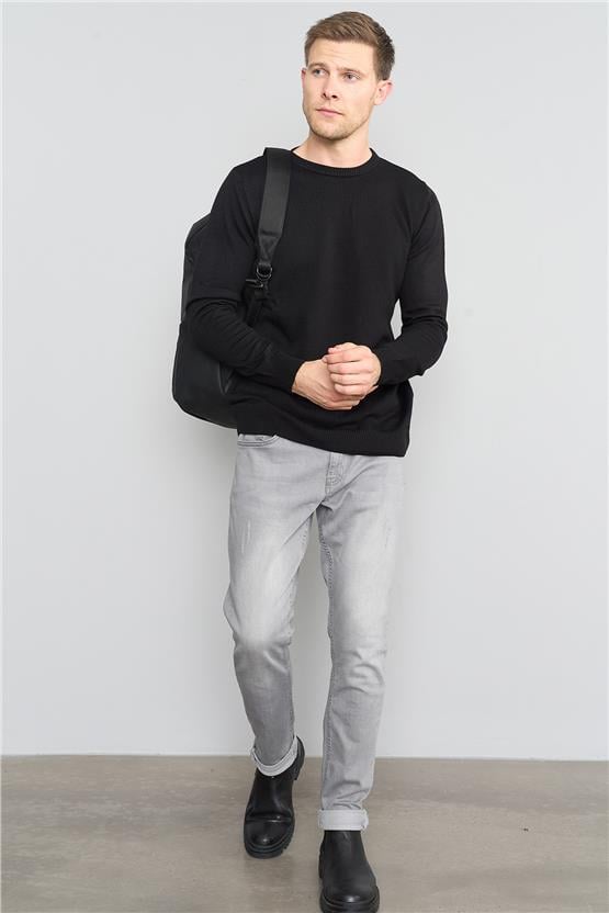 Chester Polo 5125 Erkek Bisiklet Yaka Triko Kazak Siyah