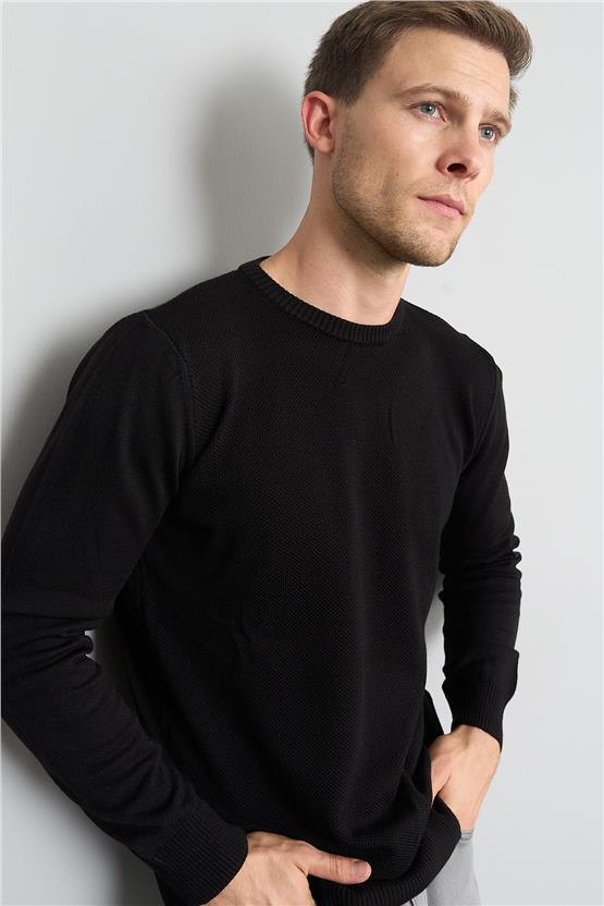 Chester Polo 5125 Erkek Bisiklet Yaka Triko Kazak Siyah