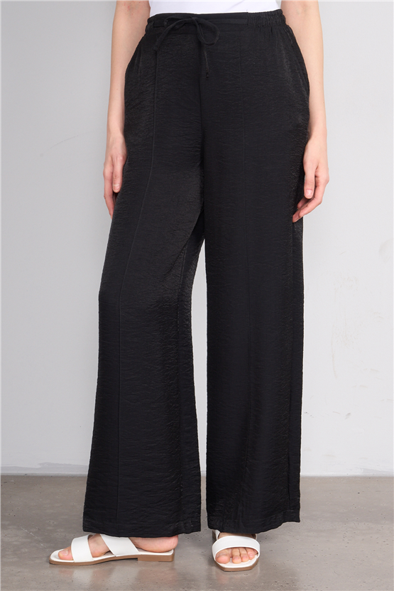Chester Polo 7897 Bayan Loose Fit Geniş Paça Pantolon Siyah