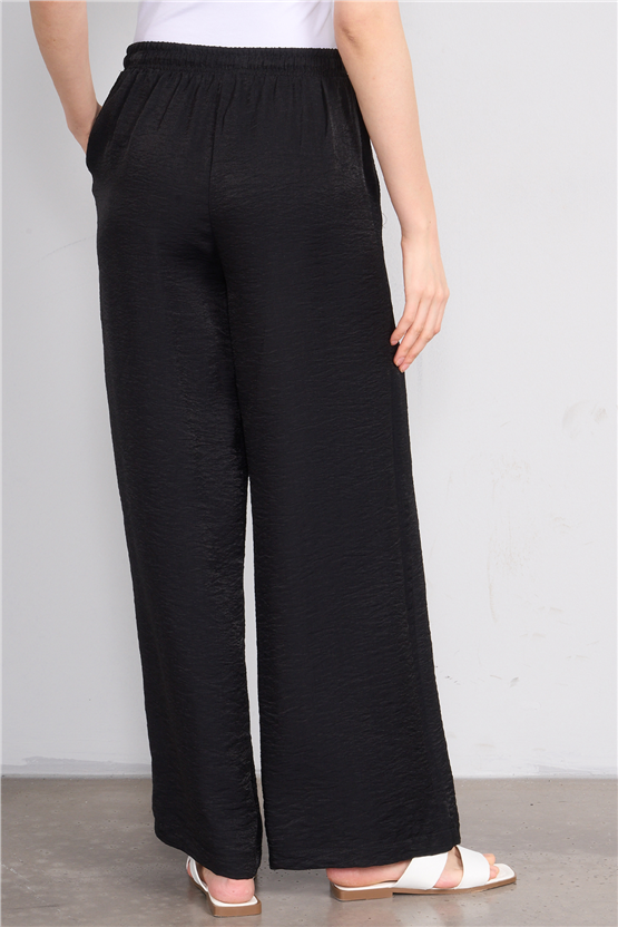 Chester Polo 7897 Bayan Loose Fit Geniş Paça Pantolon Siyah