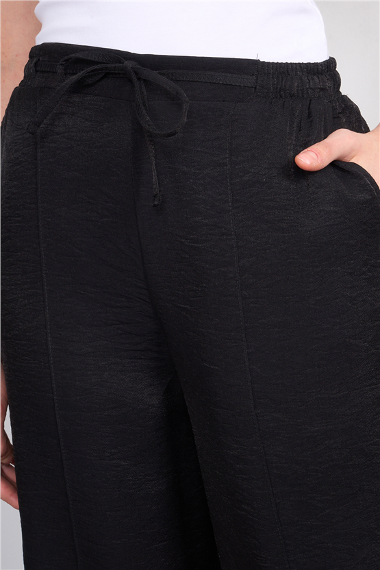 Chester Polo 7897 Bayan Loose Fit Geniş Paça Pantolon Siyah