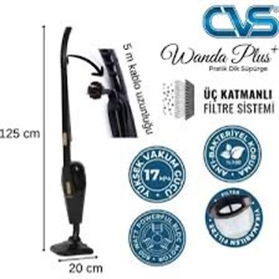 CVS Dn 4732 Wanda Plus Siyah Elektrikli Dik Süpürge