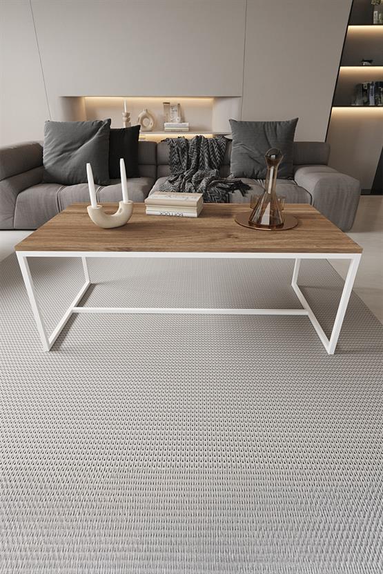 Deconode Alpine Orta Sehpa Beyaz-Kahverengi DN1100BK