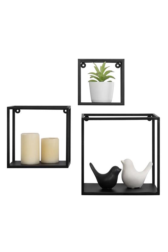 Deconode Apex Üç Parça Duvar Raf Seti Siyah-Antrasit DN1080SA