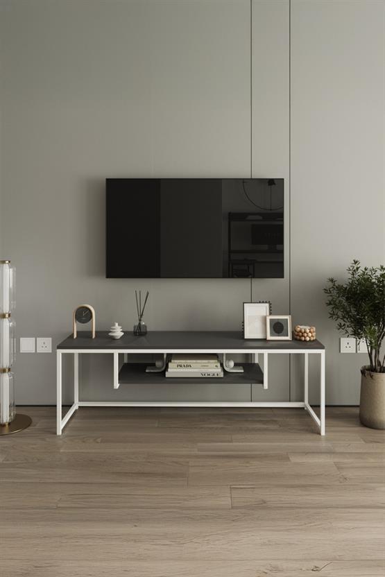Deconode Arcadia TV Sehpası Beyaz-Antrasit DN1095BA