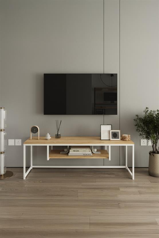 Deconode Arcadia TV Sehpası Beyaz-Çam DN1095BÇ