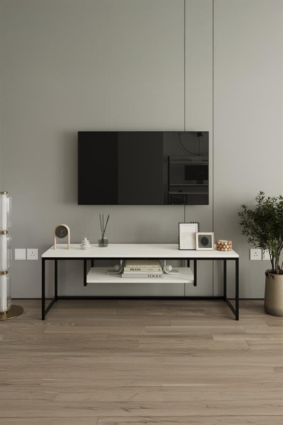 Deconode Arcadia TV Sehpası Siyah- Beyaz DN1095SB