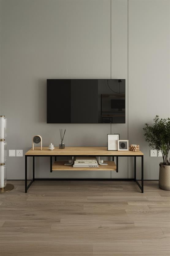 Deconode Arcadia TV Sehpası Siyah-Çam DN1095SÇ