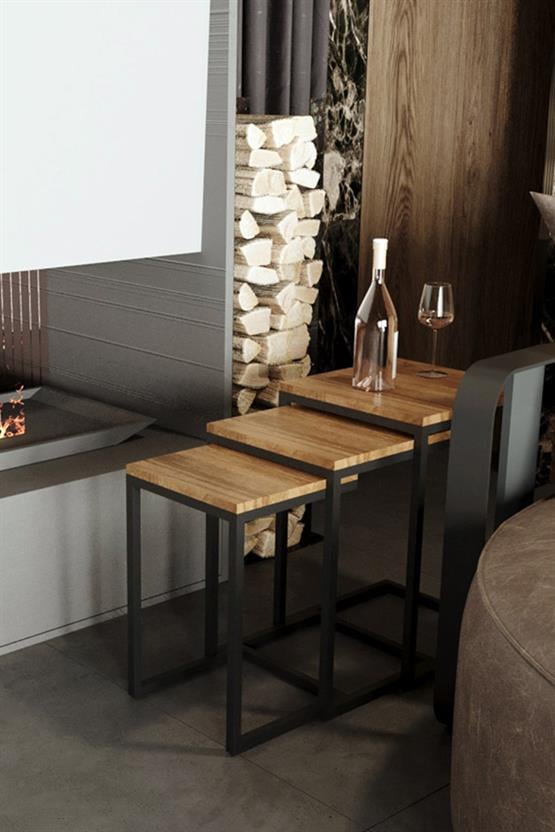 Deconode Artemis Sehpa Seti Siyah-Çam DN1041SÇ