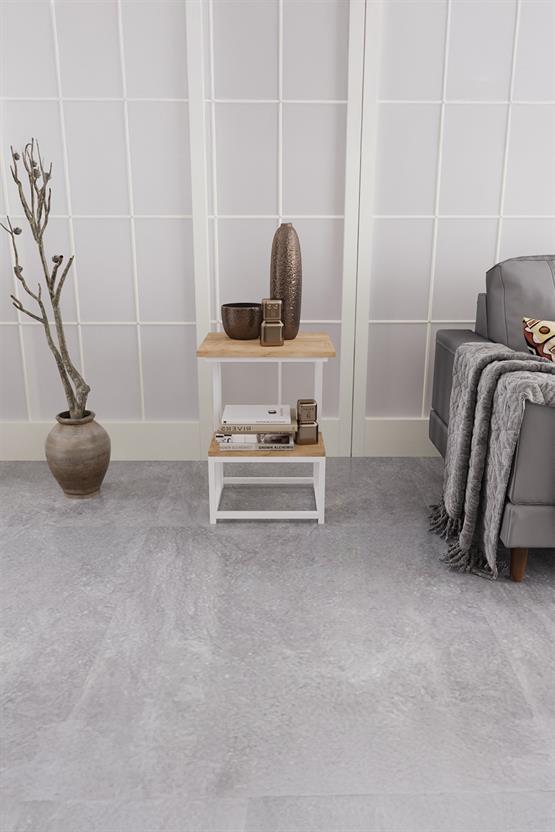 Deconode Authentic 2 Katlı Yan Sehpa Beyaz-Çam DN1040BÇ