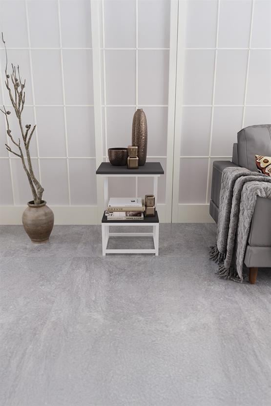 Deconode Authentic 2 Katlı Yan Sehpa Beyaz-Antrasit DN1040BA