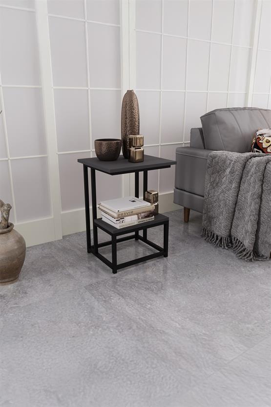 Deconode Authentic 2 Katlı Yan Sehpa Siyah-Antrasit DN1040SA