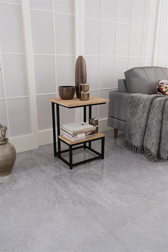 Deconode Authentic 2 Katlı Yan Sehpa Siyah-Çam DN1040SÇ