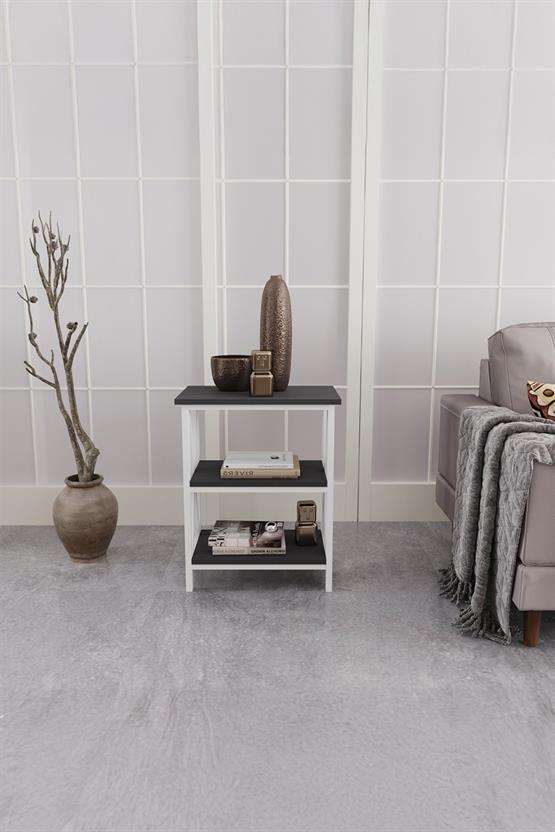 Deconode Classy Yan Sehpa Beyaz-Antrasit DN1048BA
